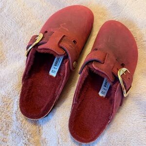 Birkenstock NWOT gold buckle suede  clogs NEVER WORN